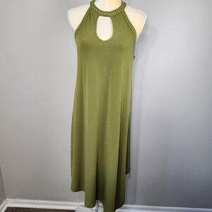 Carmen Marc Valvo Dress Womens Size S Olive Green Asymetric Hem wedding dressy